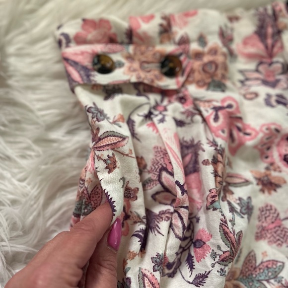 WHO WHAT WEAR NWT 2pc XL 14 Linen Blend High Neck Flutter Sleeve Top Shorts Set - Picture 12 of 15